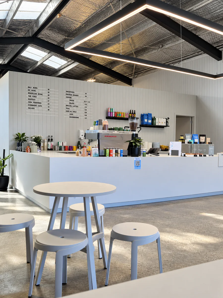 The light filled interior and counter at SOLARA