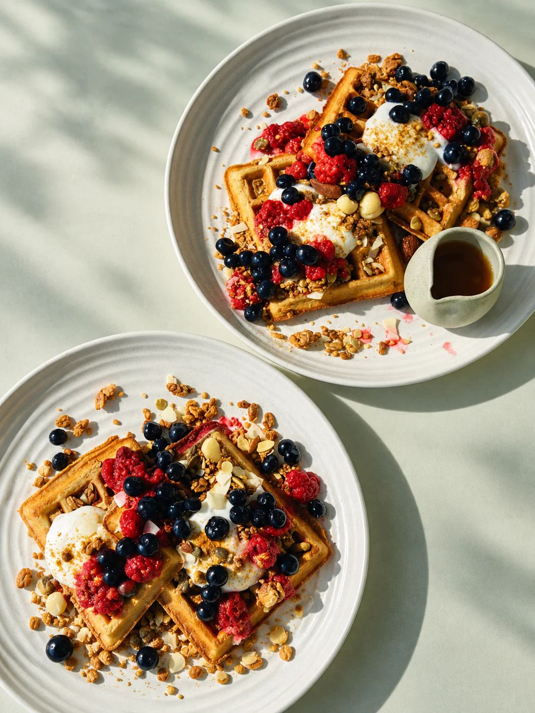 Berry waffles with syrup